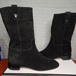 Larroude Barb Boot in Black Suede